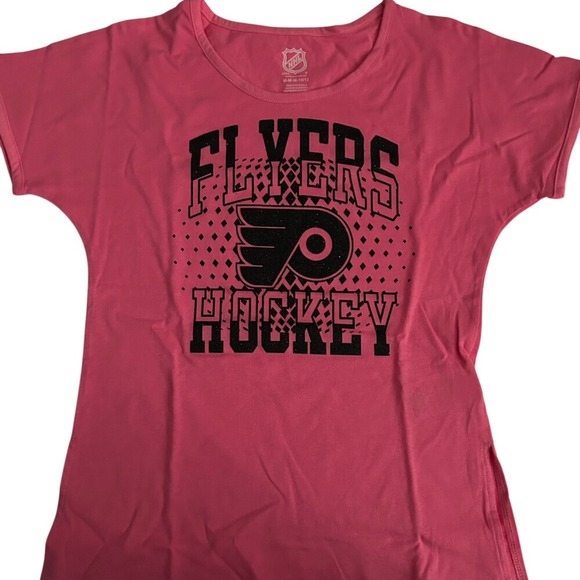 Philadelphia Flyers Girls Pink Falling Ice Short Sleeve T-Shirt - M (10-12) - Picture 1 of 5